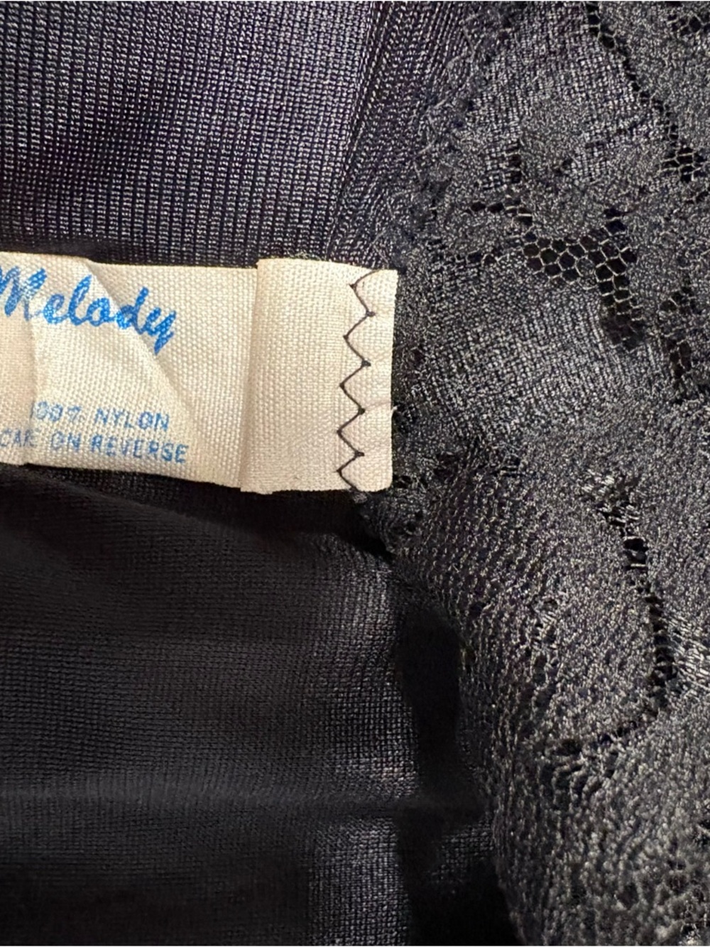 Vintage 70s/80s Melody Black Lace Trim Midi Slip Dress - Picture 5 of 5